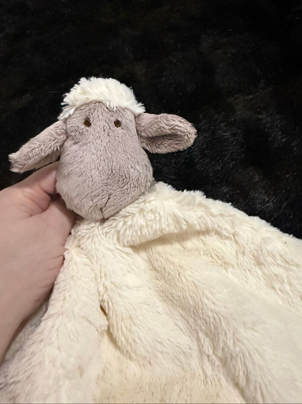 Applesauce Apple Sauce Gray tan soft lamb sheep baby Security Blanket Lovey